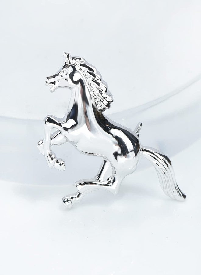 VVCome Vintage Handcrafted Horse Brooch and Lapel Pins Animal Breastpin Costume Accessories Jewelry Gifts for Men Women (Silver) - Image 2